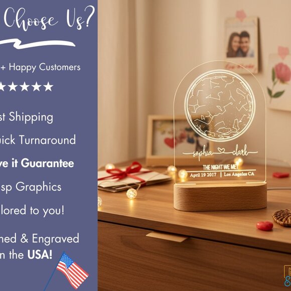 Personalized Star Map Night Light | Engagement, Anniversary & Valentine Gift - Picture 4 of 8